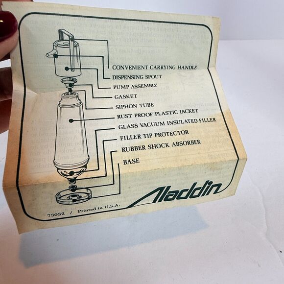 Vintage Aladdin Pump a Drink Red Plaid Thermos Built In Dispenser With Box - Picture 9 of 9